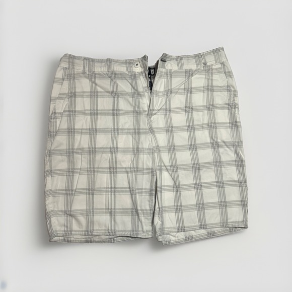 OP Other - OP Ocean Pacific Shorts Men's 42 White & Gray Plaid 100% Cotton Preppy, Vintage